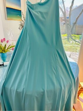 Freshwater blue long one shoulder dress